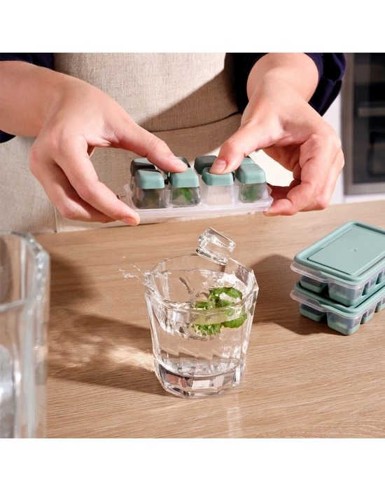 Mini Kapaklı Plastik Küp3lü Buzluk (Silikon Taban)