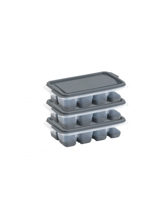 Mini Kapaklı Plastik Küp3lü Buzluk (Silikon Taban)