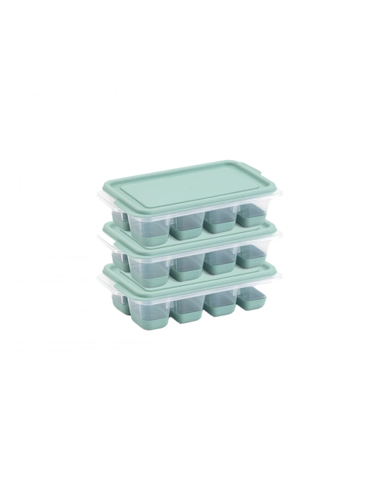 Mini Kapaklı Plastik Küp3lü Buzluk (Silikon Taban)