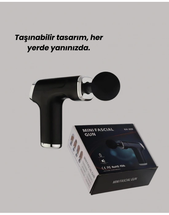 Mini Masaj Tabancası 4 Başlık 6 Hız Ayarlı