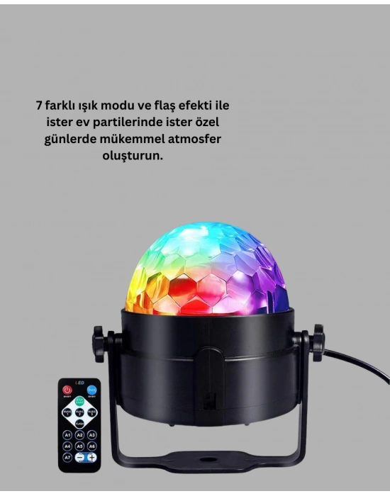Müzik Sensörlü Renkli LED Parti Işığı