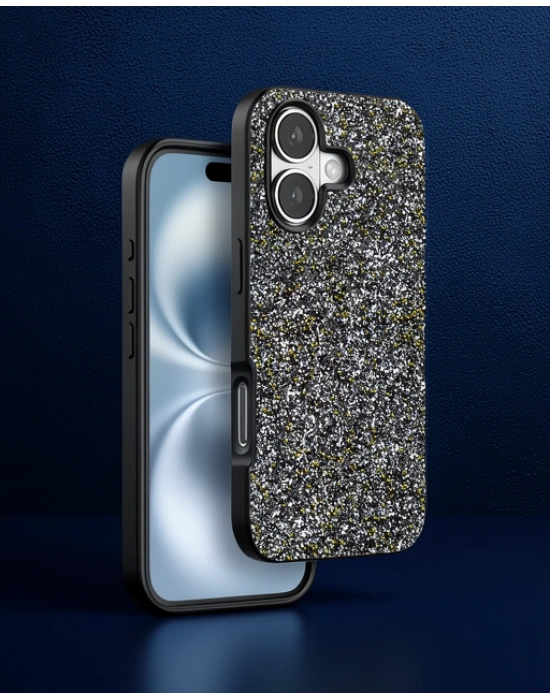 Onegif Apple İphone 16 Plus Bright Simli Kapak - Gümüş