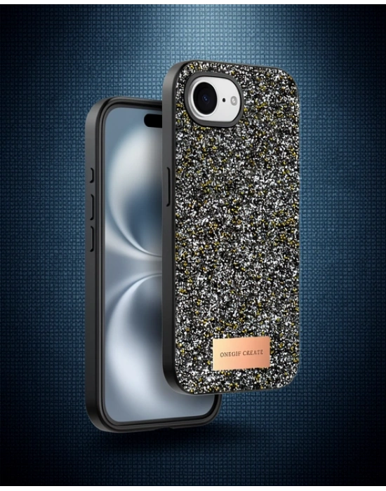 Onegif Apple İphone 16e Bright Simli Kapak - Gümüş