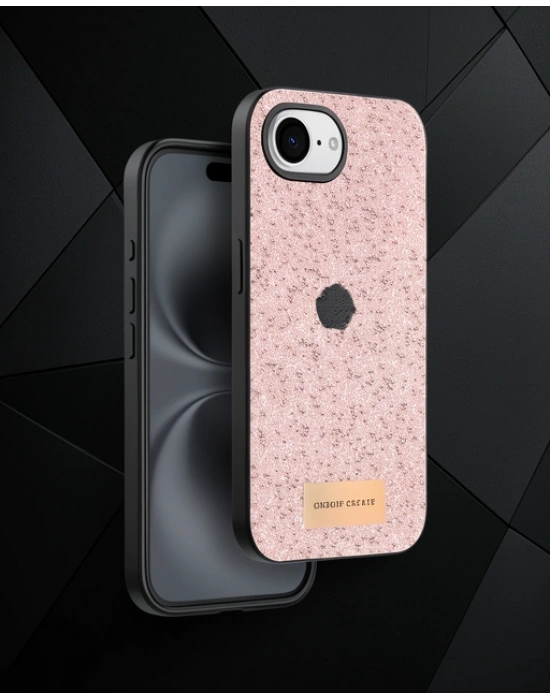 Onegif Apple İphone 16e Bright Simli Kapak - Pembe