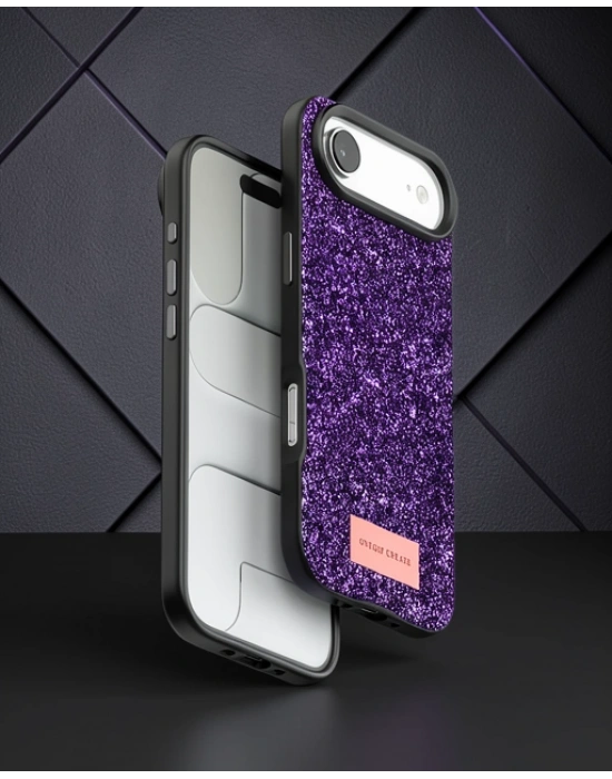 Onegif Apple İphone 17 Air Bright Simli Kapak - Derin Mor