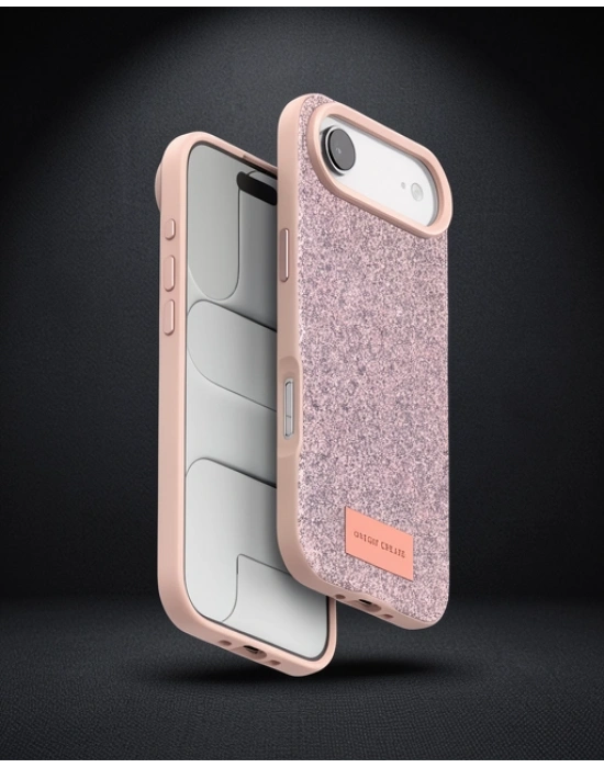 Onegif Apple İphone 17 Air Bright Simli Kapak - Pembe