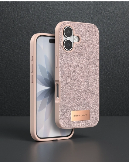 Onegif Apple İphone 17 Bright Simli Kapak - Pembe