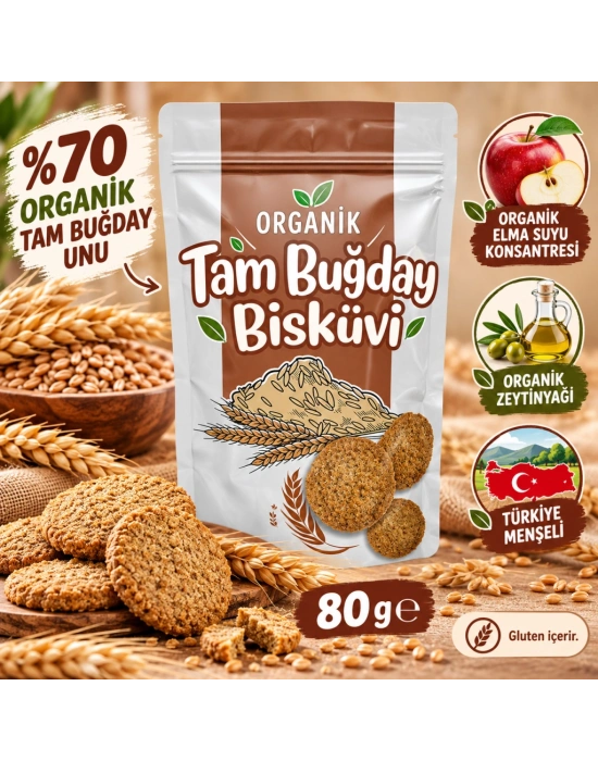 Organik Tam Buğday Bisküvi 80gr