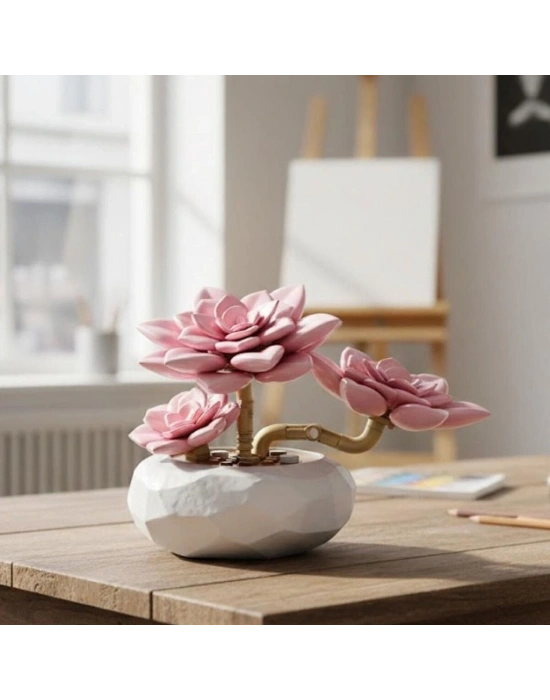 P655064 Pembe Nilüfer Sukulent Model 82 Parça Block Oyuncak