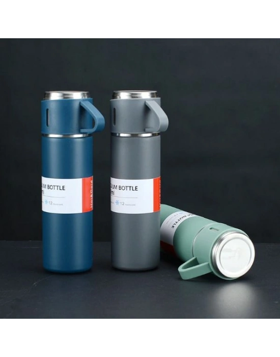 Paslanmaz Çelik Bardaklı Termos Seti 500 ML