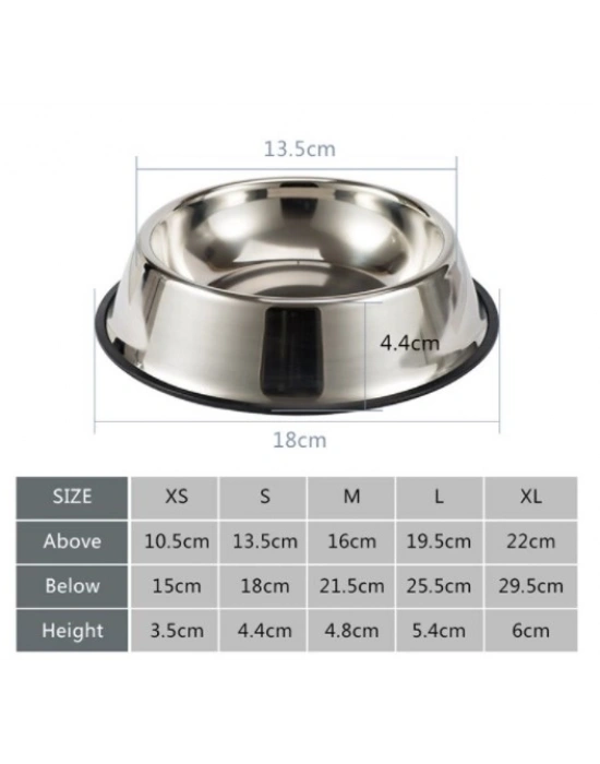 Paslanmaz Çelik Metal Mama Kabı 18 cm.