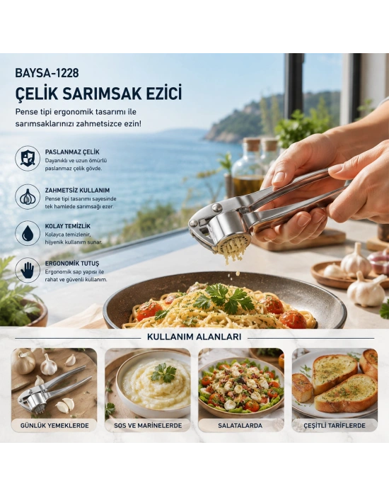 Paslanmaz Çelik Sarımsak Ezici