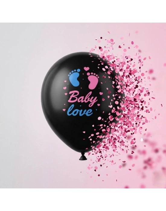 Pembe Konfetili Cinsiyet Balonu
