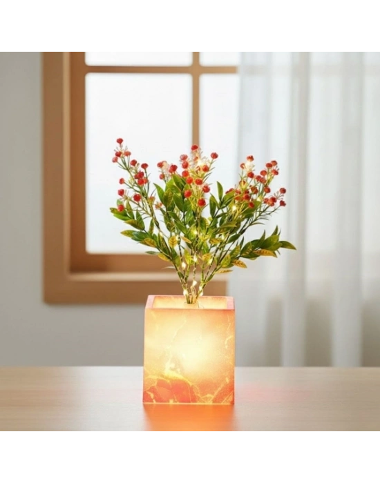 Pembe Saksılı LED Yapay Çiçek