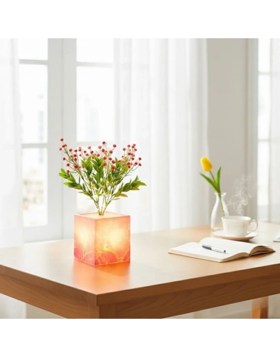 Pembe Saksılı LED Yapay Çiçek