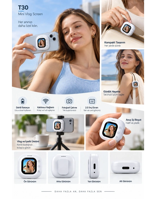 Pratik Kullanım Kablosuz Mini Selfie Ekranı