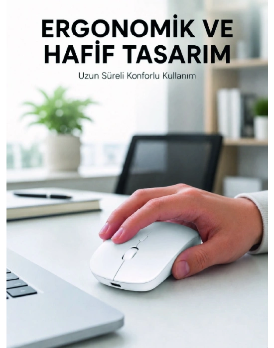 Profesyonel Kablosuz Bluetooth Mouse Çift Modlu Şarjlı Ergonomik Fare