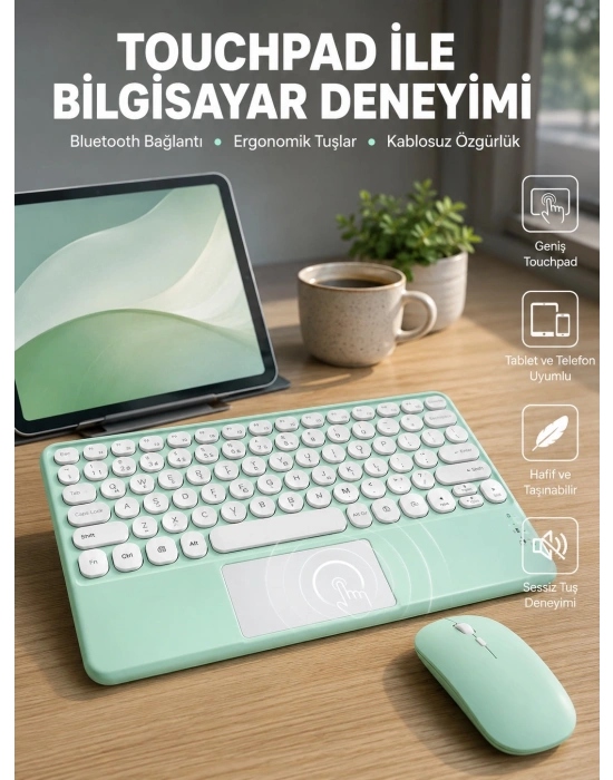 Profesyonel Wifi Q Klavye Bluetooth Klavye Touchpad 10.8 Inç Yeni Nesil