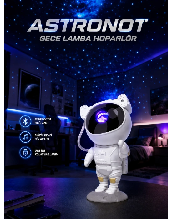 Projeksiyon Astronot Lamba Speaker Sevimli Astronot Bluetooth Hoparlör Yeni Nesil