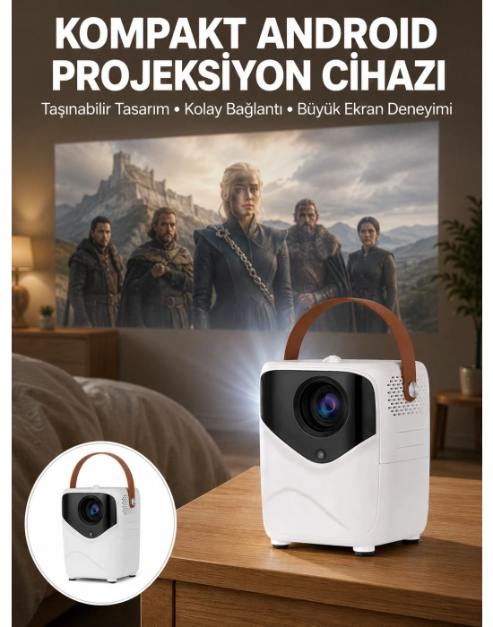 Projeksiyon Ev Sineması Bluetooth 4k HD Kaliteli Görüntü Kumandalı Yeni Nesil