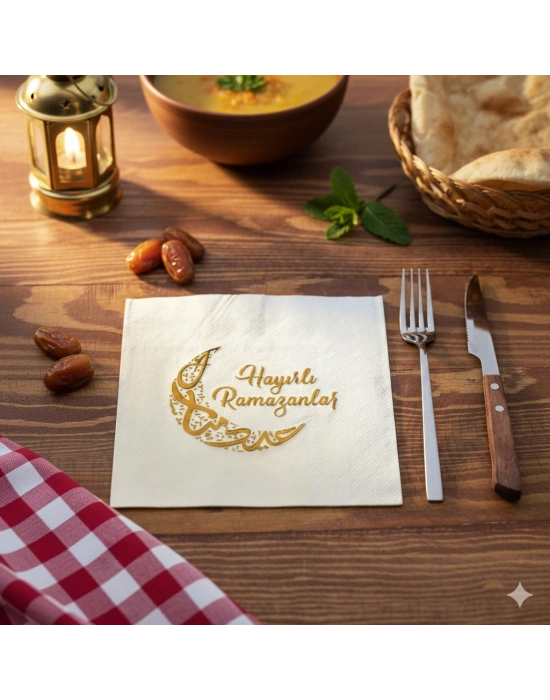Ramazan Temalı Yaldız Baskılı Peçete