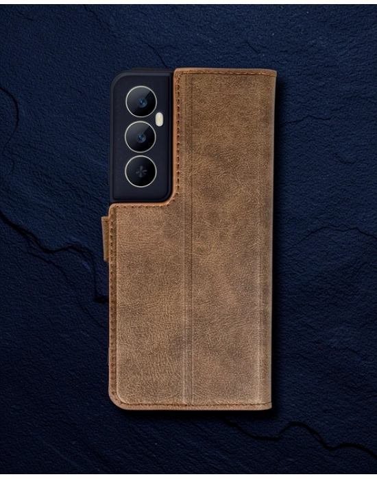 Realme C65 Kılıf Trend S Plus Kapaklı Kılıf - Taba