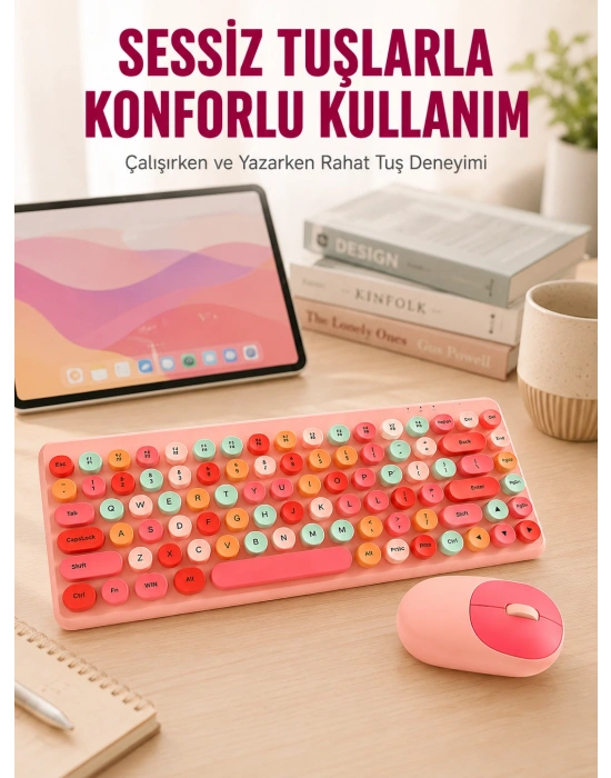Retro Tarz Bluetooth 5.1 Klavye – Win/OSX/Android/iOS Uyumlu Yeni Nesil