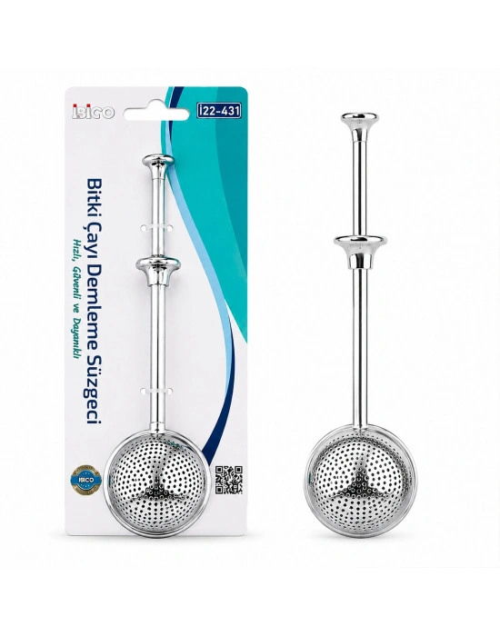 Saplı Paslanmaz Çelik Bitki Çay Demleme Süzgeç (Çap 5 cm)