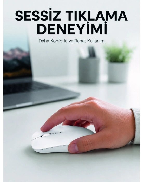 Şarjlı Wireless Mouse Bluetooth Çift Modlu Sessiz Yüksek Hassasiyetli Fare