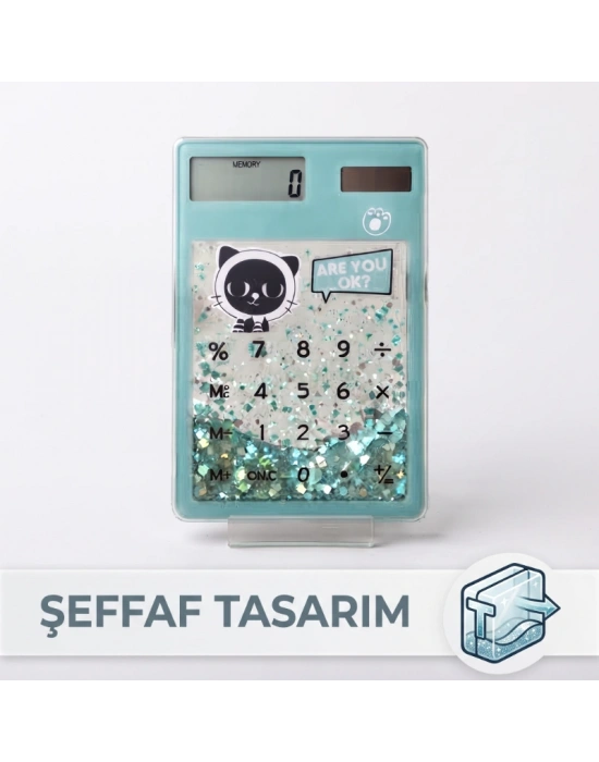 Şeffaf Hesap Makinesi - Sevimli Simli Tasarım