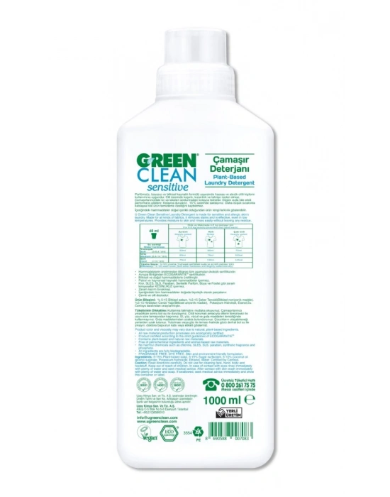 Sensitive Parfümsüz Bitkisel Çamaşır Deterjanı 1000 ml