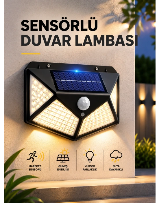 Sensörlü Güneş Enerjili Duvar Lambası