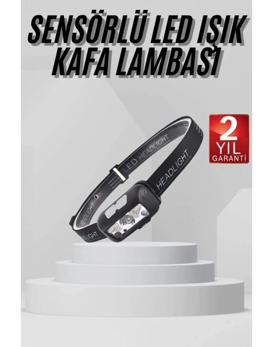 Sensörlü Şarjlı Type-c Şarj Işıklı Kafa Lambası Kamp Lambası