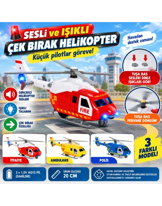 Sesli ve Işıklı Çek Bırak Helikopter