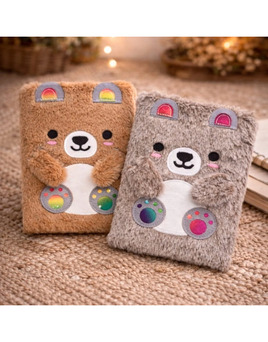 Sevimli Ayıcık Peluş Çizgili Defter