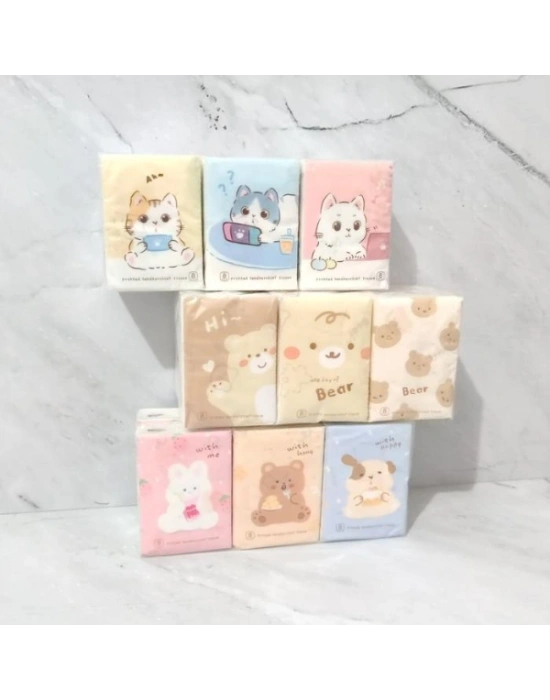 Sevimli Figürlü Çocuk Mendili 9lu Paket