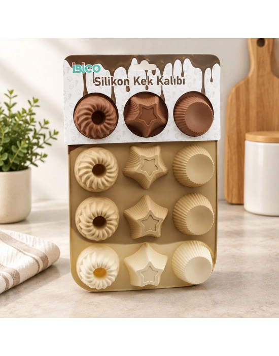 Silikon Muffin Kek Kalıbı Desenli