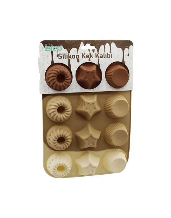 Silikon Muffin Kek Kalıbı Desenli