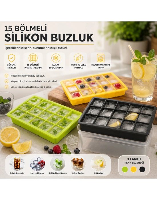 Silikon Plastik 15 Bölmeli Buzluk