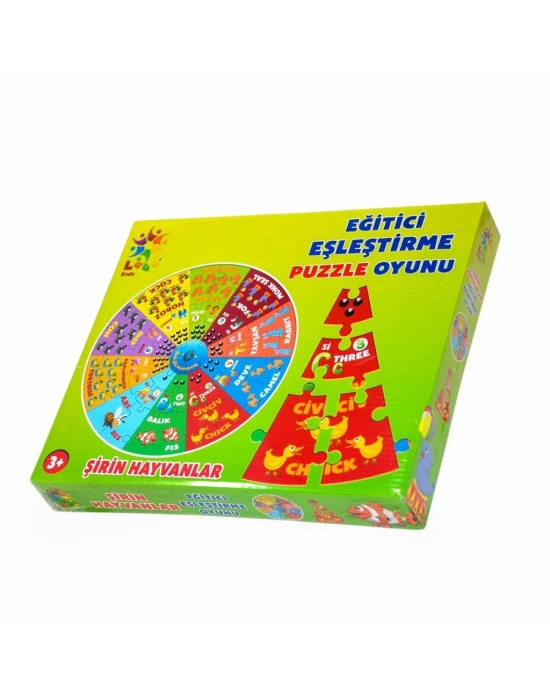 Şirin Hayvanlar İngilizce Eğitici Puzzle