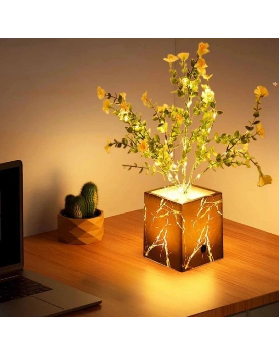 Siyah Saksılı LED Yapay Çiçek