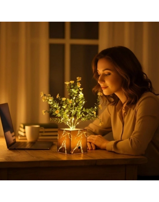 Siyah Saksılı LED Yapay Çiçek