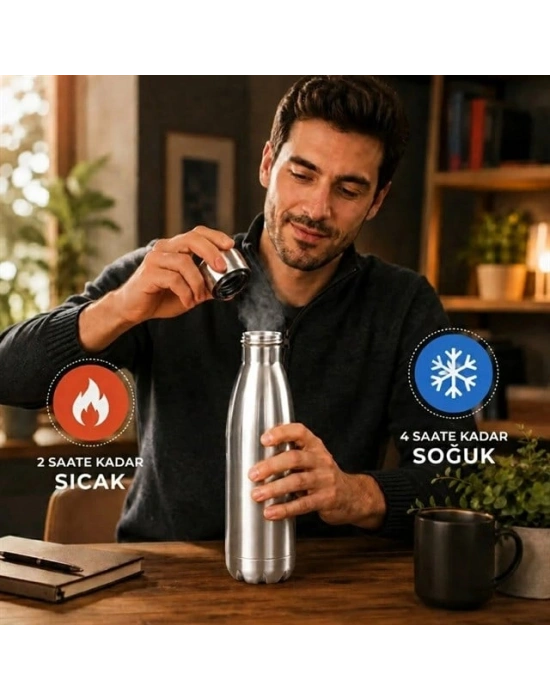 SN-25713 Şişe Tipi 500 Ml. Paslanmaz Çelik Termos