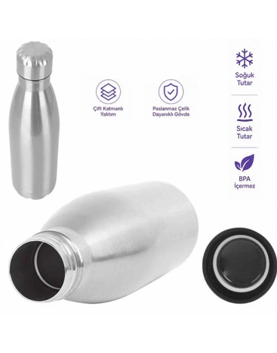 SN-25713 Şişe Tipi 500 Ml. Paslanmaz Çelik Termos