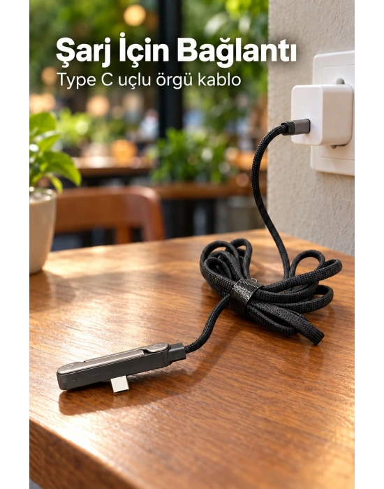 Standlı Şarj Kablosu Çift Type C Bağlantılı