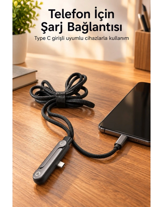 Standlı Şarj Kablosu Çift Type C Bağlantılı