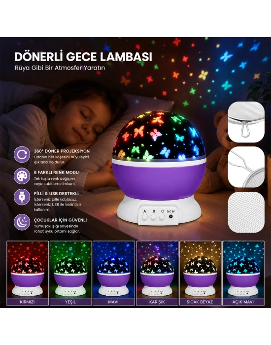 Star Master Pilli Dönerli Gece Lambası