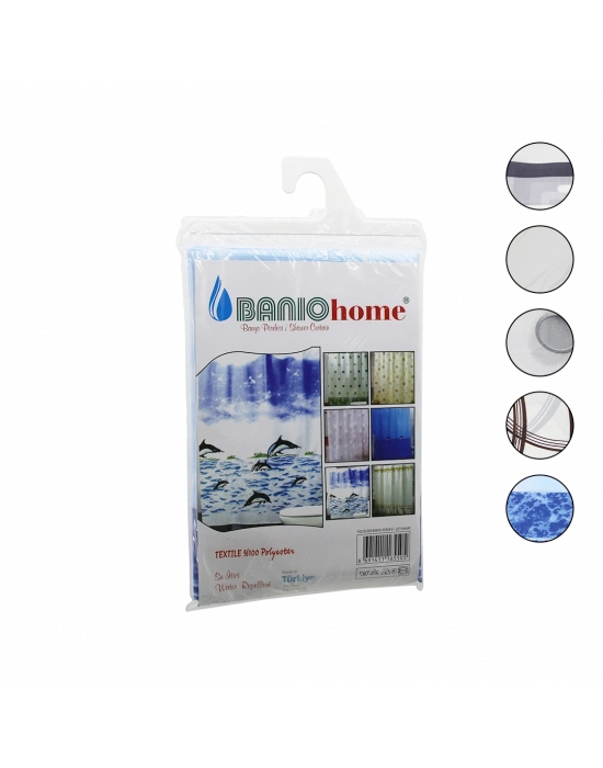 Su İtici Polyester Banyo Perdesi Çift Kanat