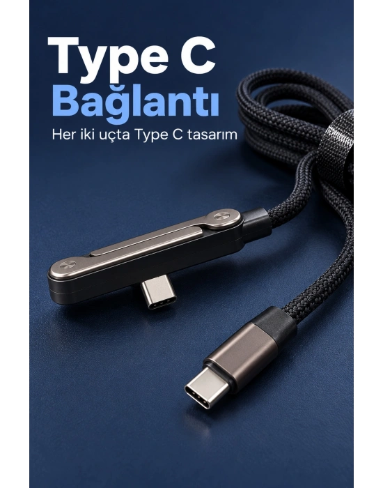 Type C Şarj Kablosu Katlanabilir Telefon Standlı Örgü Tasarım