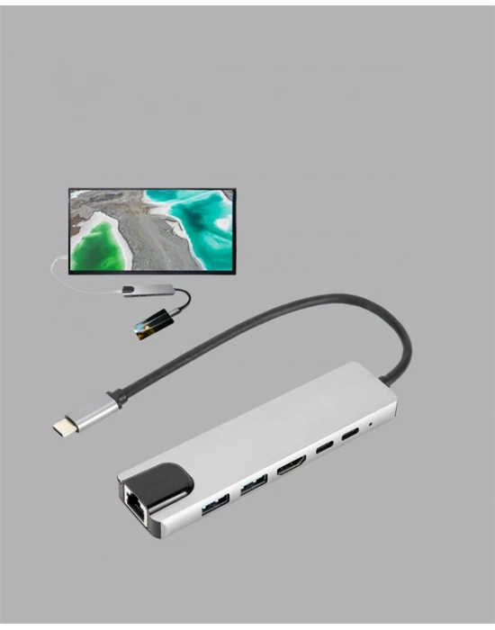 Type‑C Dönüştürücü – 2×USB3.0, SD/MS, 4K HDMI & RJ45 ile Profesyonel Kullanım